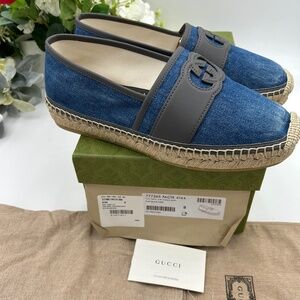 Men’s Gucci blue denim ESPADRILLESsize 8, made in Spain